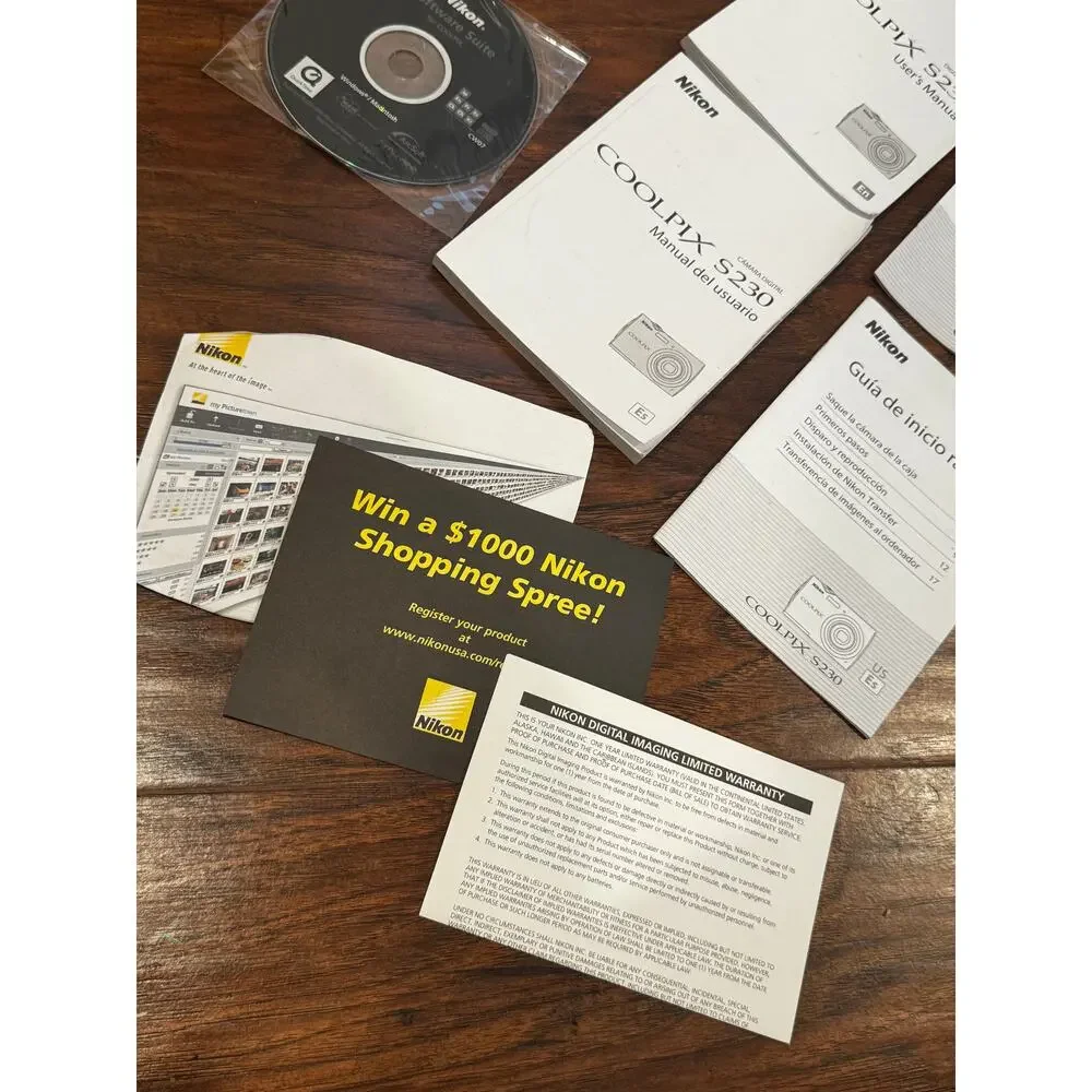 Nikon Coolpix S230 Users Manual & Quick Start Guide Booklets & Software CD Rom